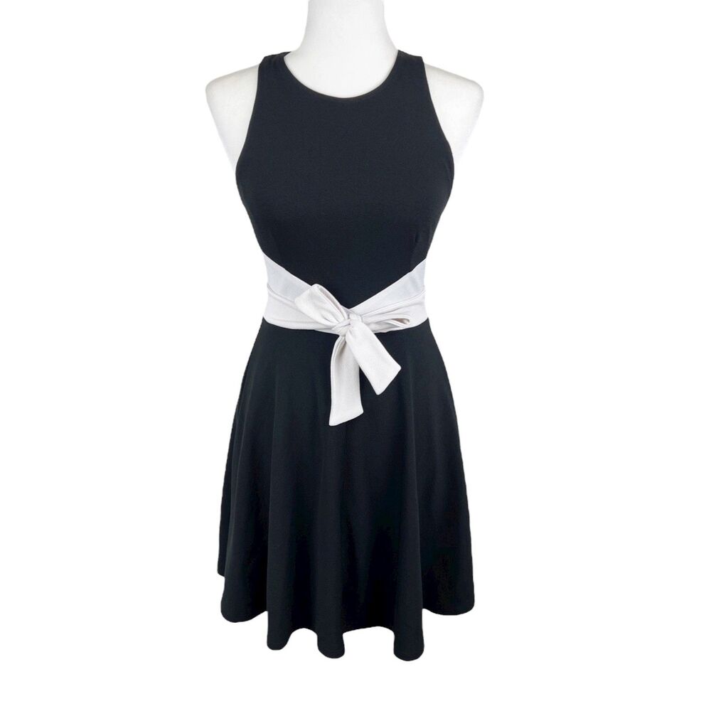 Hutch Dress Women Small Black White Sleeveless Stretch Fit Flare Anthropologie